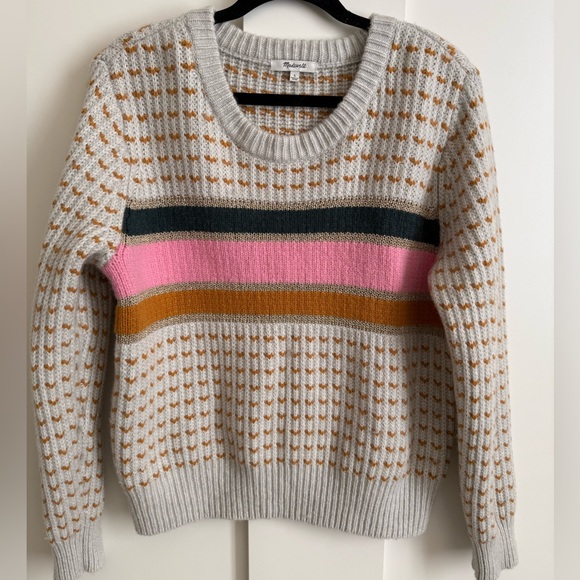 Madewell Barfield Stripe Sweater Merino Alpaca Blend Ski Vibe Stripe Slopes L - Picture 5 of 10